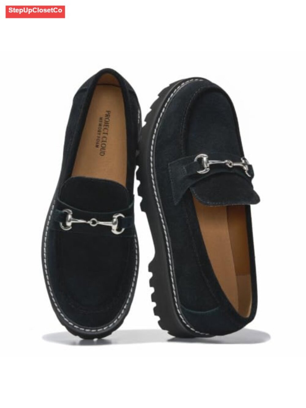 Genuine Leather Women's Horsebit Loafers Platform Slip-On Non-Slip